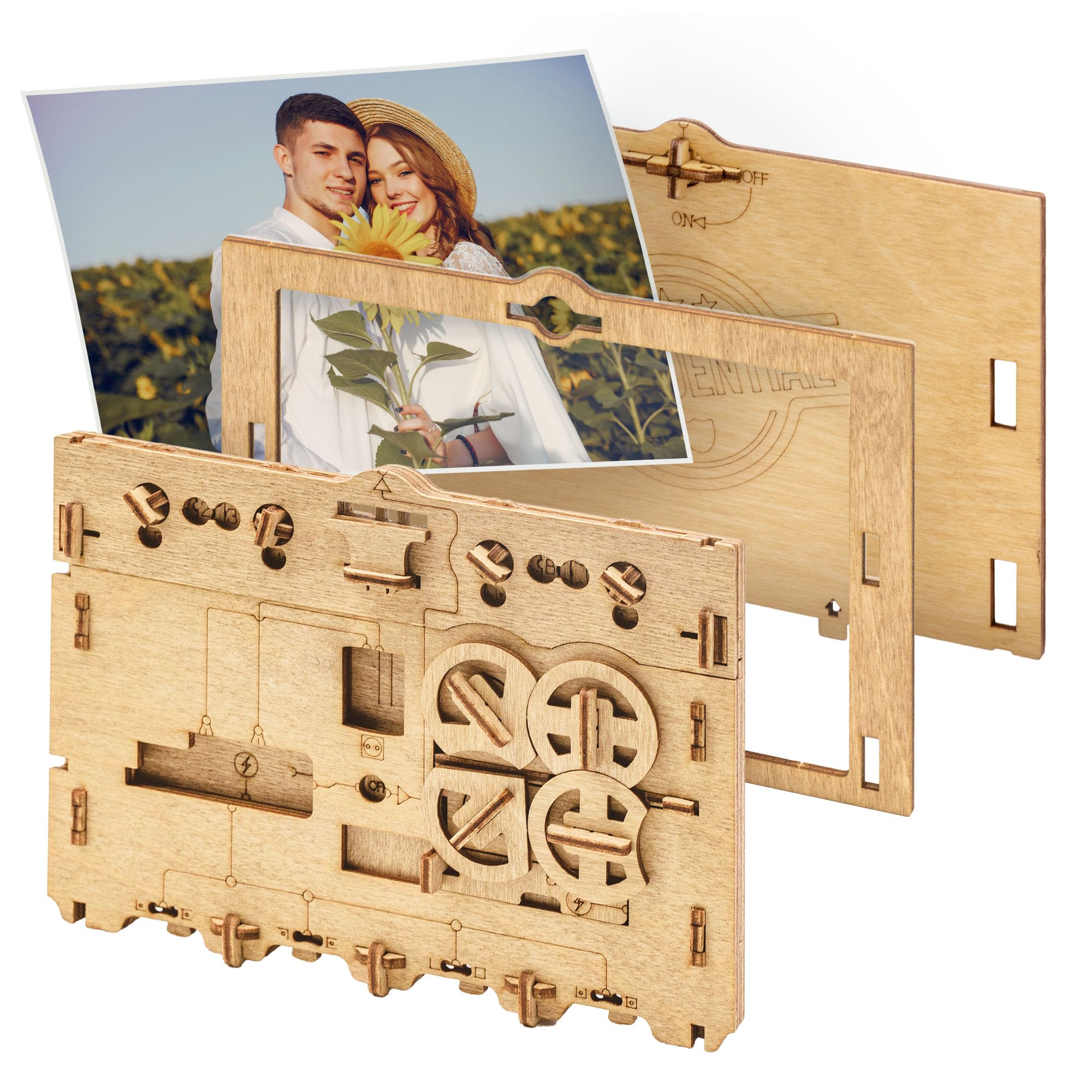 iDventure Clueframe – Marco de Fotos Secreto Caja rompecabeza – Juego de Escape Room – Caja Personalizada - Puzzle 3D de Madera - Regalos Originales