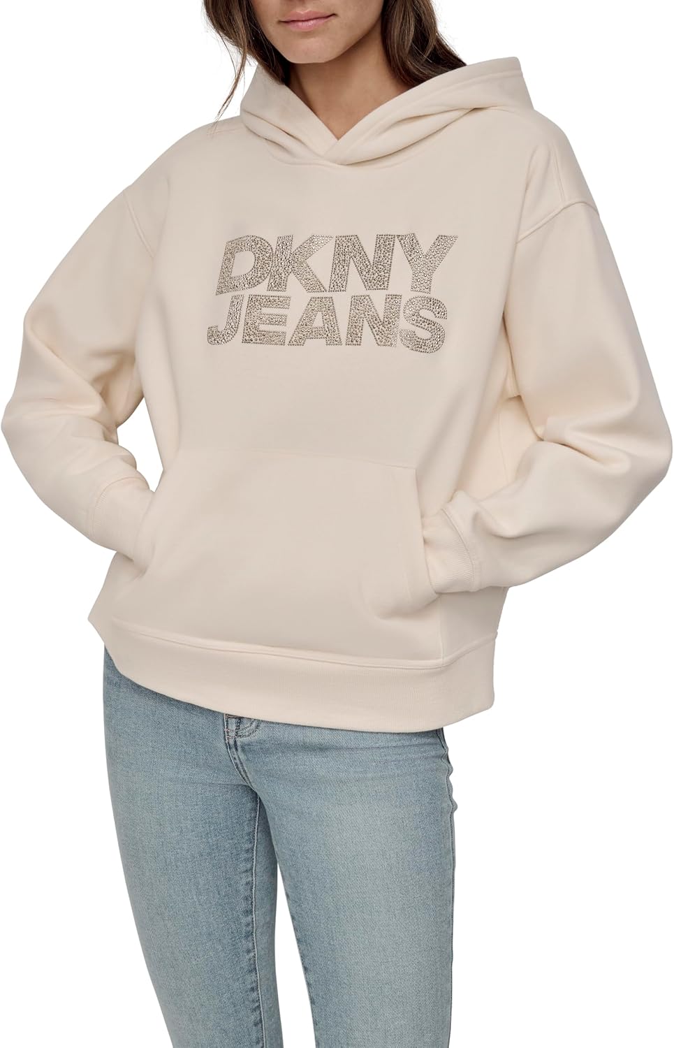 DKNY Women's Sweatshirt Warm Trendu Rhinestud Tops