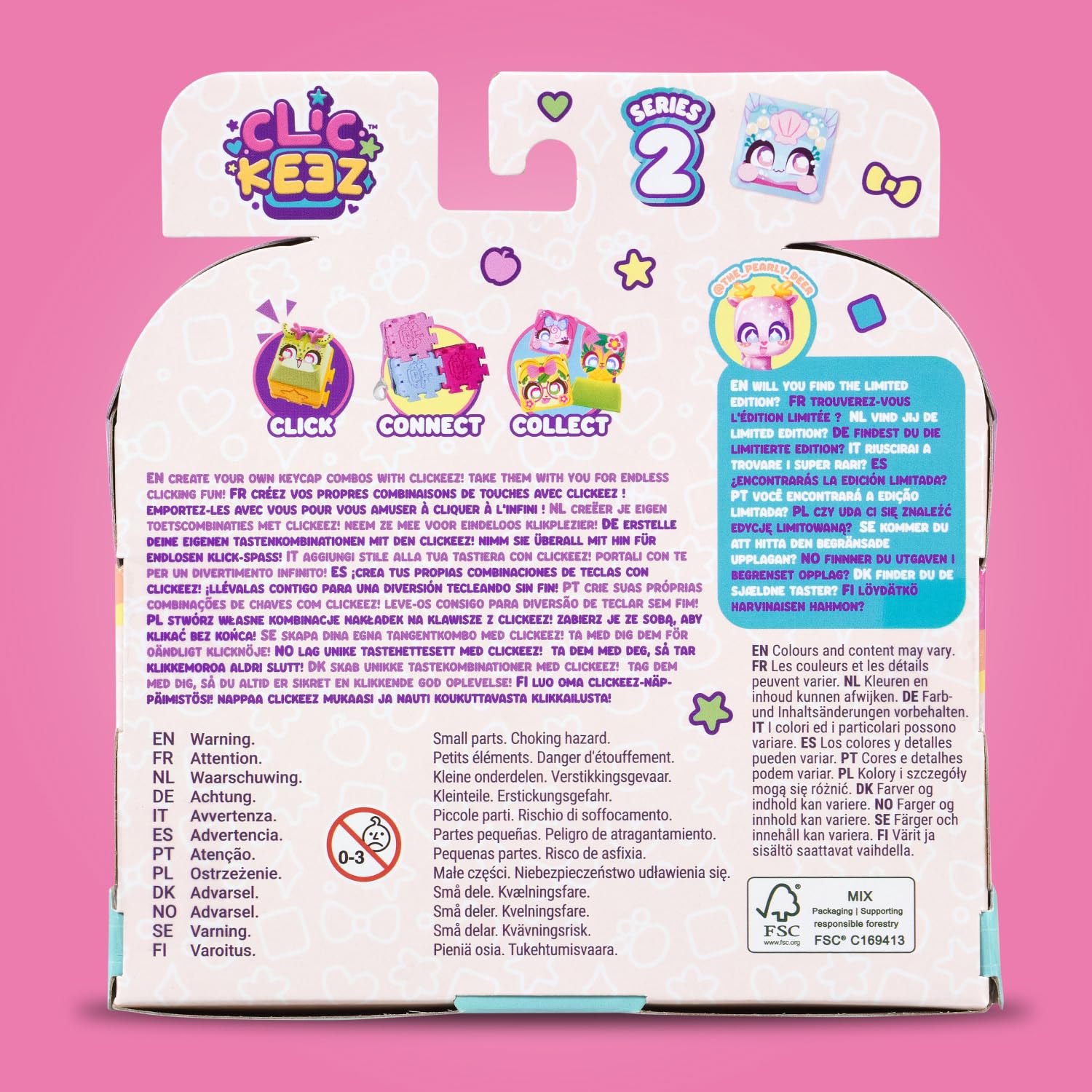 CLICKEEZ Multipack Serie 2 – 5 Mini Figure Kawaii da Cliccare – Keycap Trasformabile con Portachiavi – Fidget Toy Sensoriale con Effetto ASMR – Gioco Collezionabile – Da 6 Anni