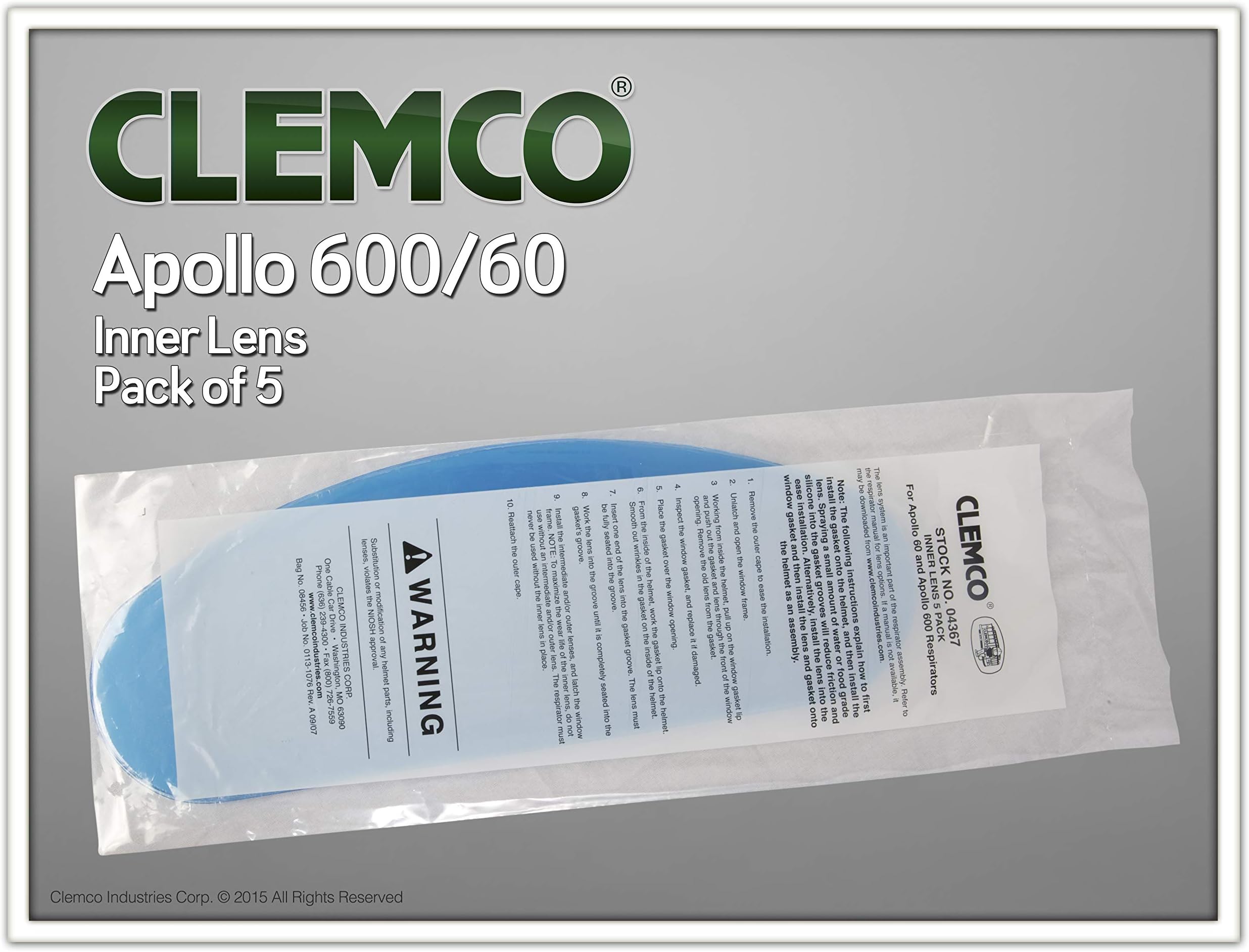 Inner Lens for Clemco Apollo 600 Helmet, 5 Lenses per PackF