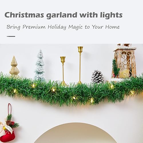 Miniatura 6 de WEMADE Guirnalda de Navidad preiluminada de 15.4 pies con luces  50 guirnaldas iluminadas LED para decoraciones de Navidad en interiores y