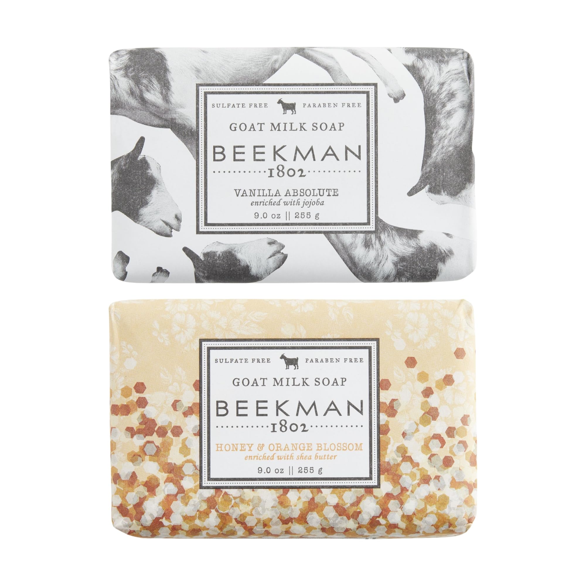 Beekman 1802Goat Milk Body Soap Bar Set - Scented - 9 oz (Pack of 2) - Nourishes, Moisturizes & Hydrates - 100% Vegetable Soap - Good for Sensitive Skin - Cruelty Free