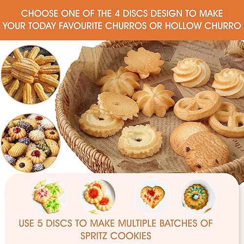 Miniatura 4 de Máquina para hacer churro, kit de pistola Churro de acero inoxidable de 21 piezas, pistola para hacer churros, juego de prensa de galletas, churro