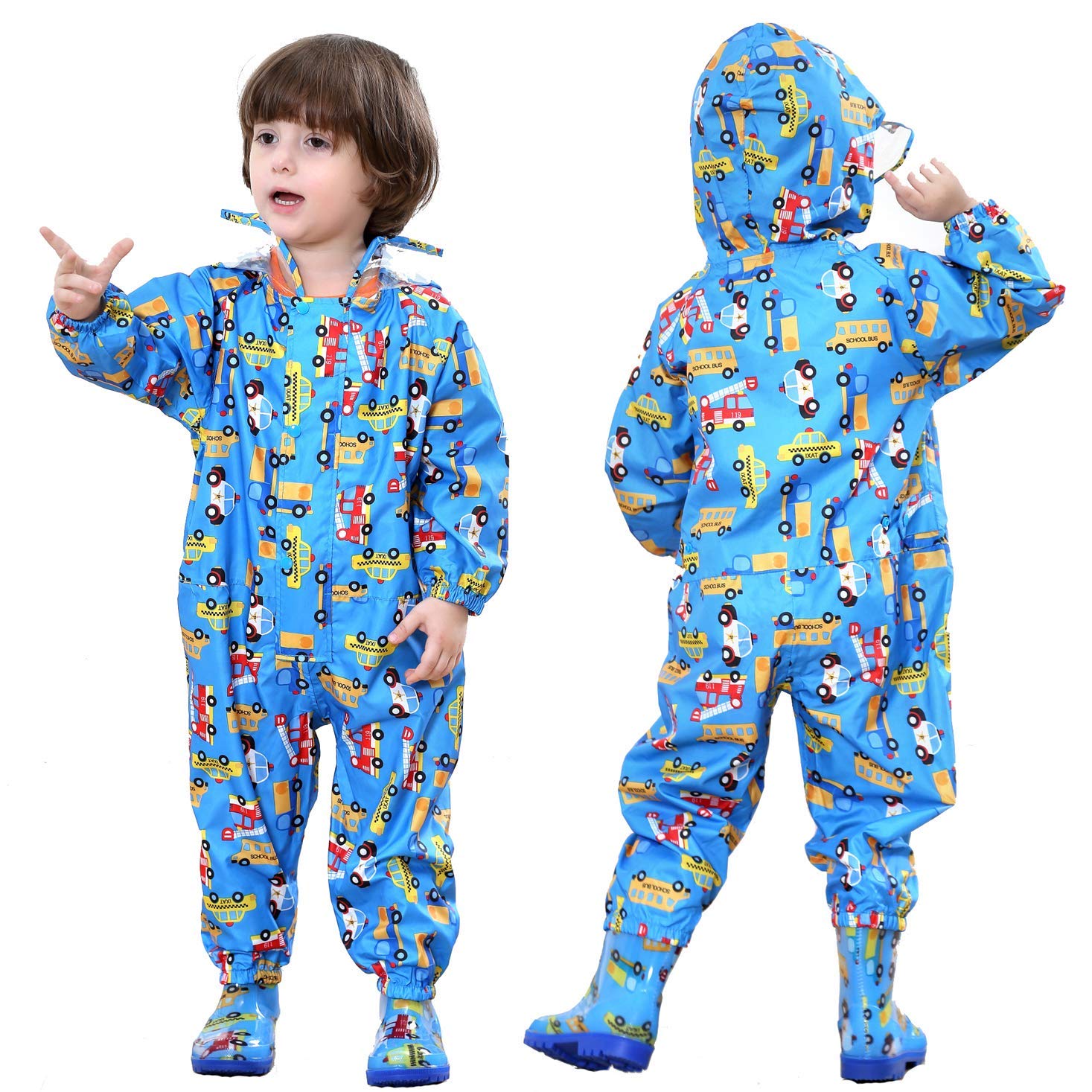 JinBei Kinder Regenmantel Mädchen Jungen Regenjacken Atmungsaktiv Wasserdicht Kapuze Leicht Regenanzug Einteilig Outdoor Regenponcho Overall Wandern Unisex Matschanzug Softshelljacke 1-10 Jahre
