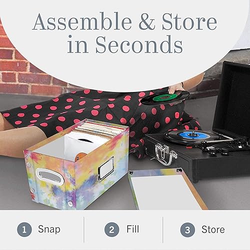 Miniatura 6 de Snap-N-Store Caja de almacenamiento de discos de vinilo, paquete de 1-8.25 x 7.5 x 14.5 pulgadas, soporte LP con tapa para discos de 7 pulgadas,