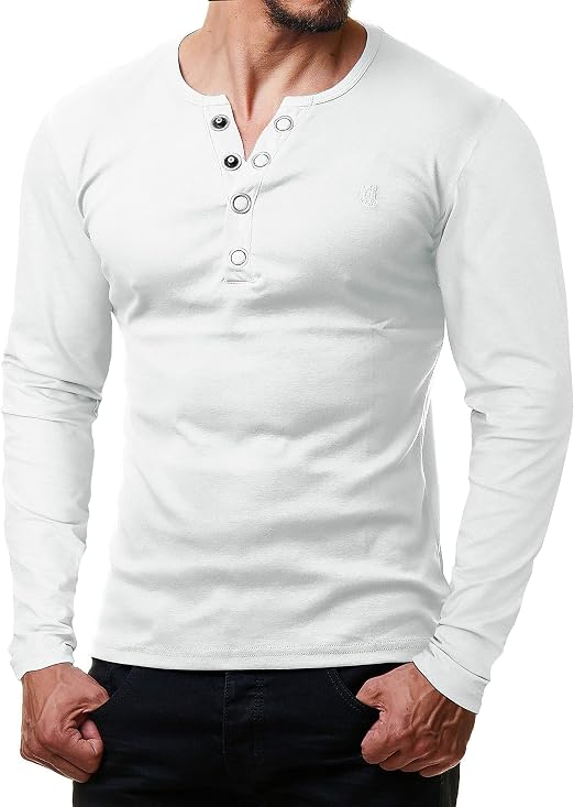 ReRock by Young \u0026 Rich, maglietta a maniche lunghe, da uomo, con bottoni,  scollo a V, vestibilità slim fit, con bottoni grandi - Maglietta Serafino :  Amazon.it: Abbigliamento