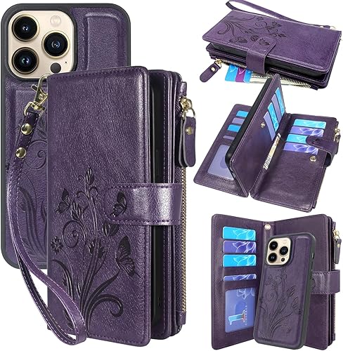 Miniatura 7 de Lacass Funda compatible con iPhone 13 Pro de 6.1 pulgadas 2021 ranuras para tarjetas Soporte para dinero en efectivo para tarjetas de