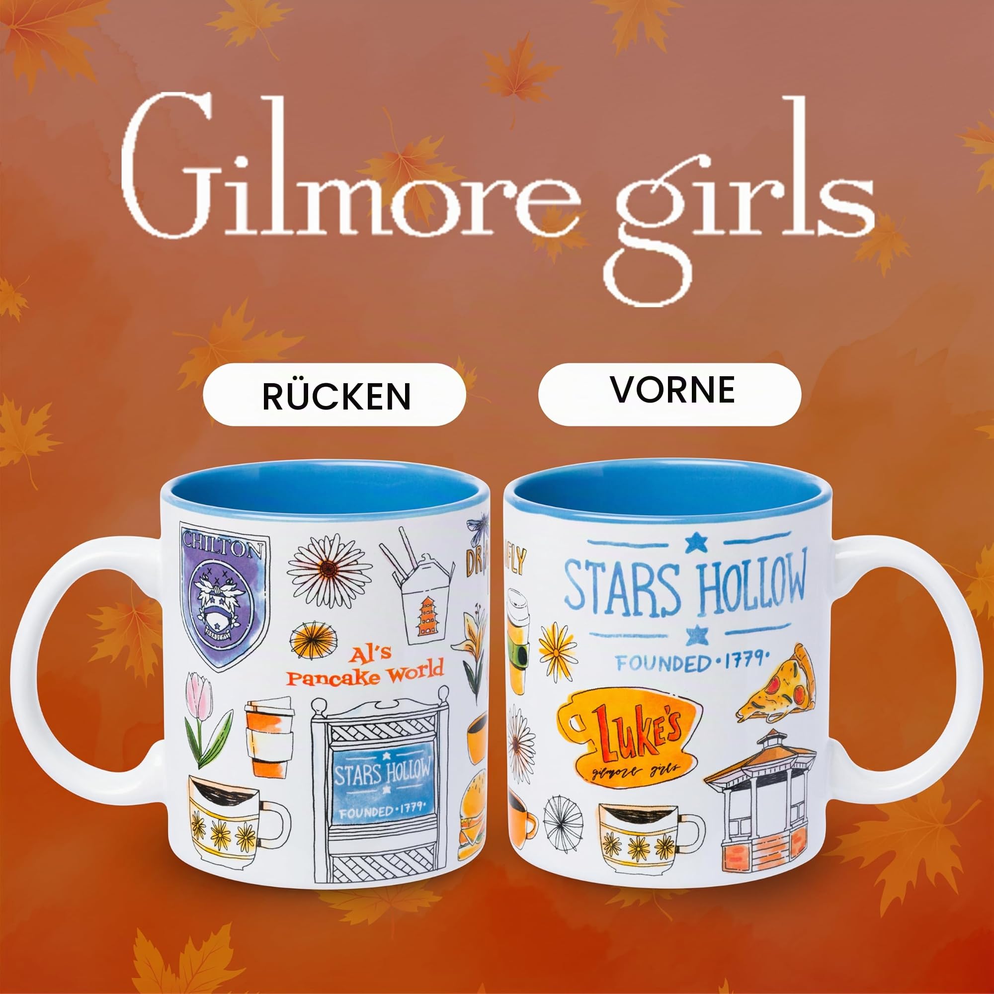 Silver Buffalo Gilmore Girls Destination Locations Icons Keramikbecher, 590 ml