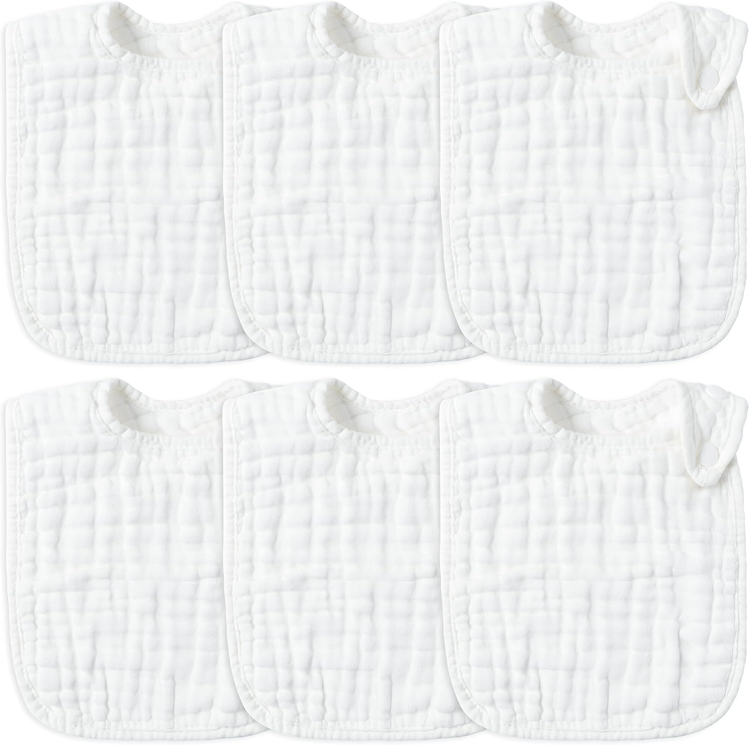 Zainpe 6Pcs Snap Muslin Cotton Baby Bibs