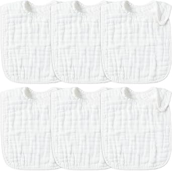 Zainpe 6Pcs Snap Muslin Cotton Baby Bibs