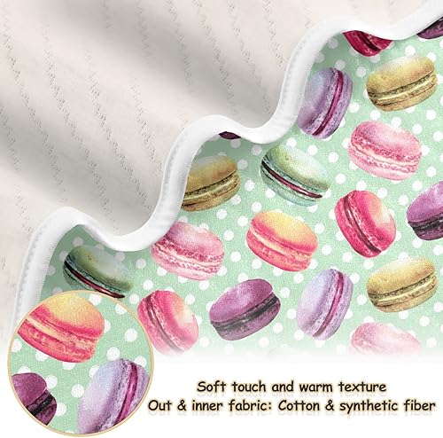 Miniatura 2 de Ollabaky Manta de algodón para niños y niñas, manta de algodón con diseño de macarrón, para cuna, cochecito, guardería, manta de recepción para