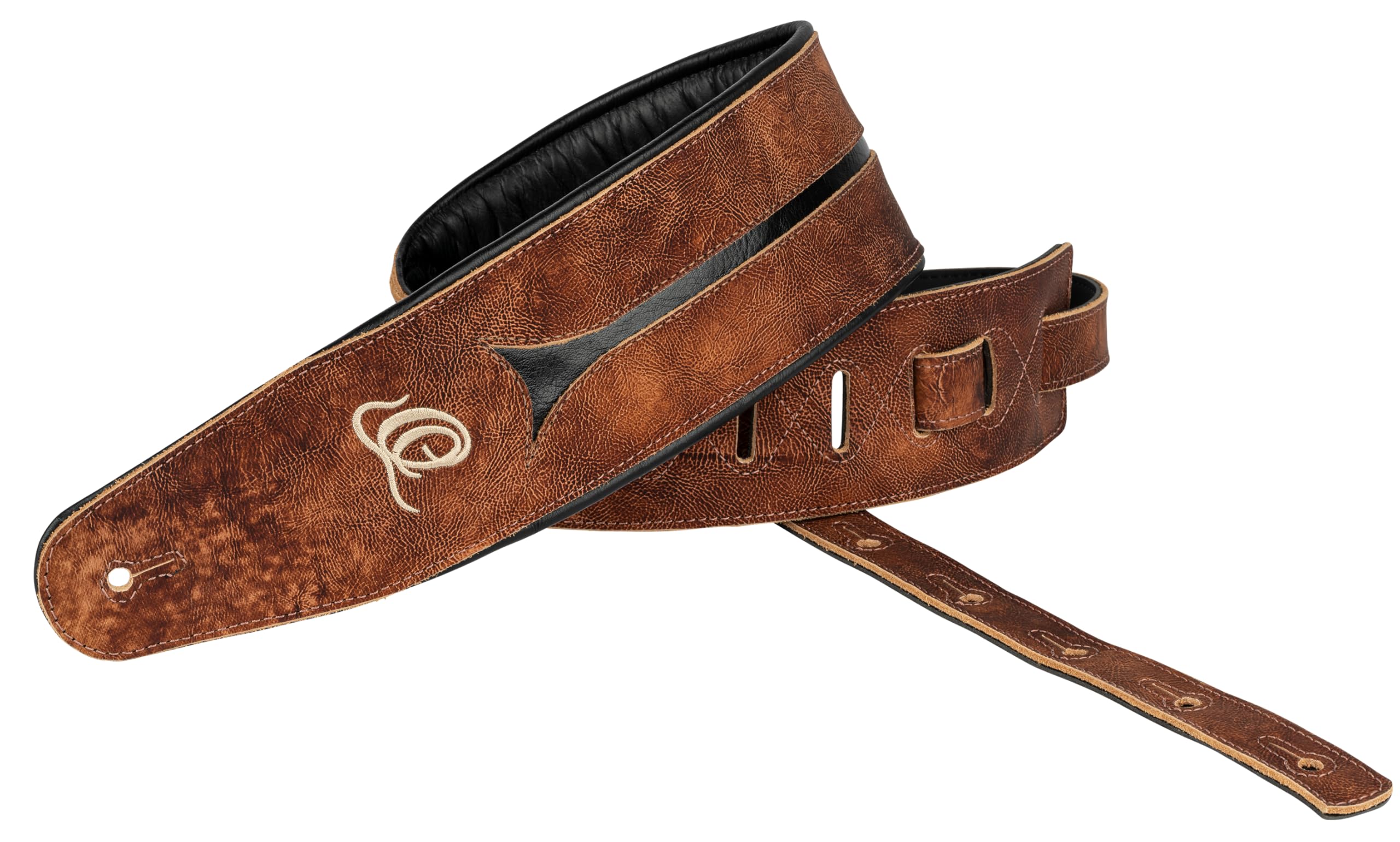Ortega Guitars Klasyczny skórzany pasek do gitary basowej 3 1/2 cala (OSBS-1)
