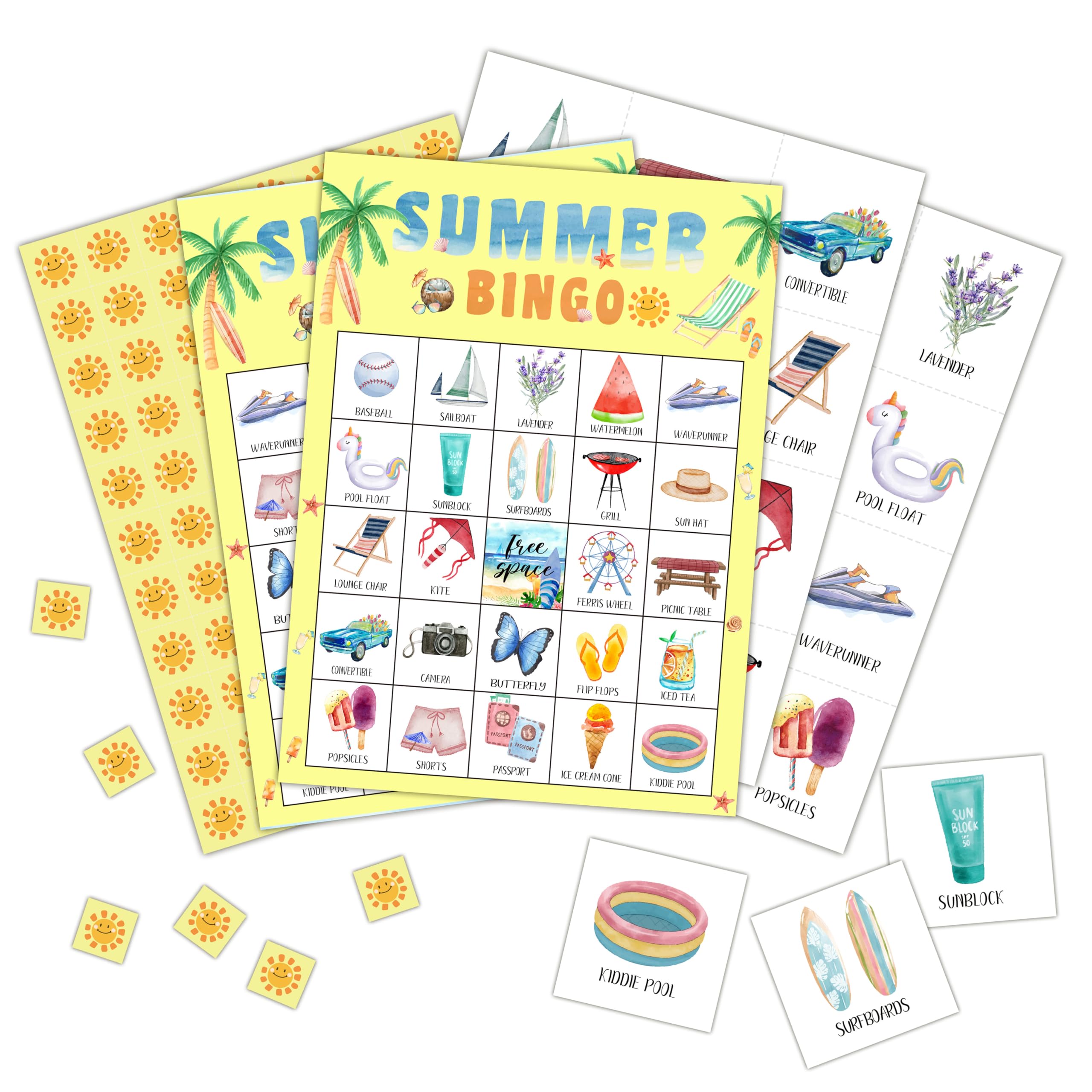 Foosproea Summer Bingo Cards, Hawaiian Bingo Games for 24 Players, Summer Games for Family Friends Large Group Activities, Tropical Summer Party Favors Supplies Decorations(20)