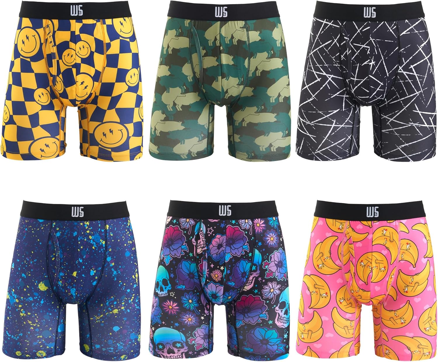 Warriors & Scholars Chafe Safe Pouch Boxer Briefs For Men 6 Pack Of 6, Moisture-Wicking, Buldge Enhancing Mens Underwear