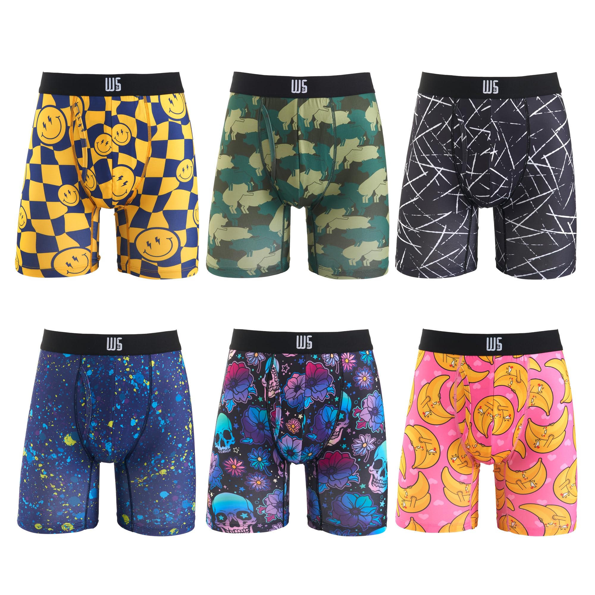 Warriors Scholars Chafe Safe Pouch Boxer Briefs For Men 6 Pack Of 6 Moisture-Wicking Buldge Enhancing Mens Underwear