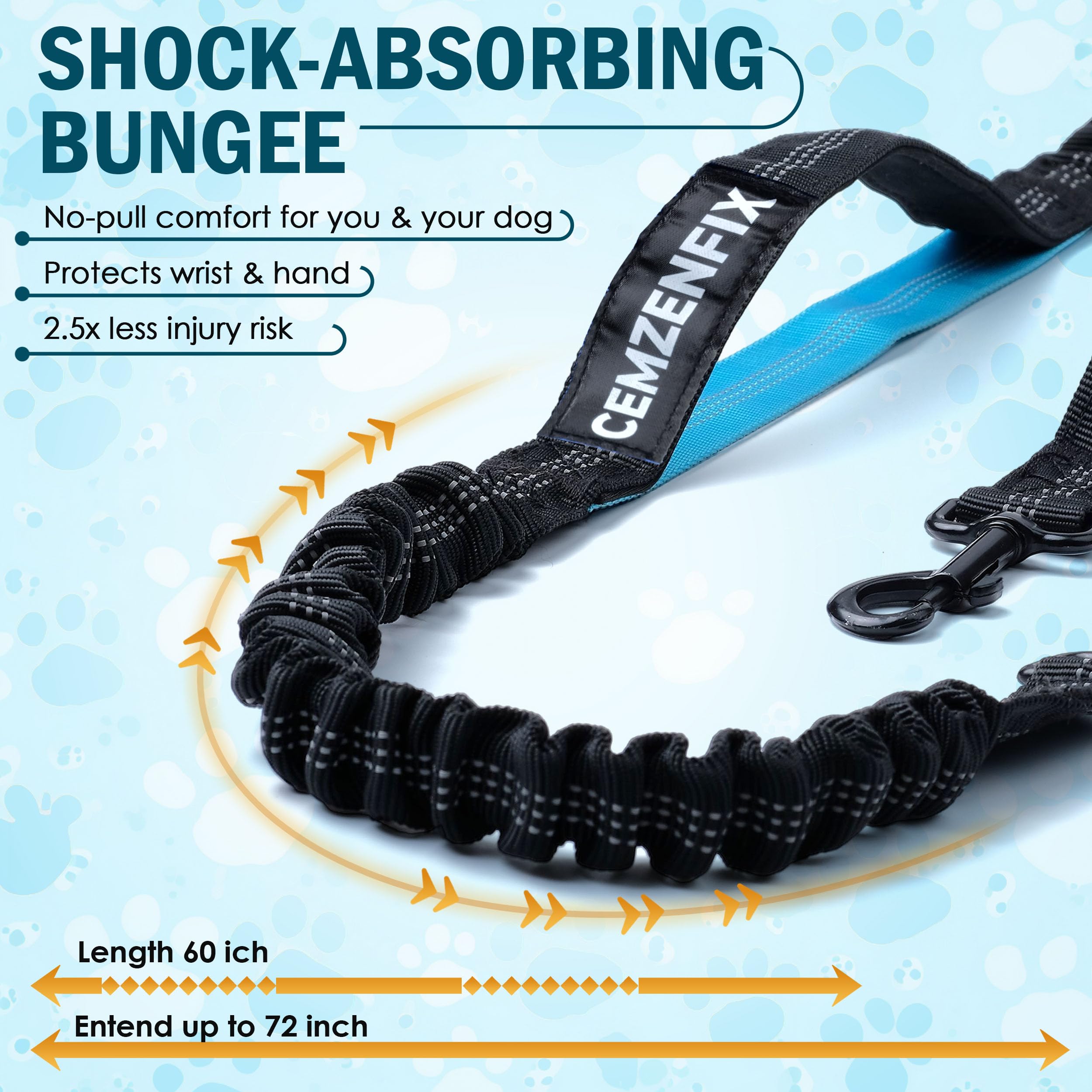 Hands Free Dog Leash with Waist Belt – No-Pull Bungee, Dual Padded Handles & Zipper Pouch for Running, Walking & Training – Adjustable Waist Leash for Large & Medium Dogs - image 2
