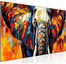 Runa Art XXL Elephant Picture 200 x 80 cm Colourful 5 Pieces - Made in Germany - 054955a