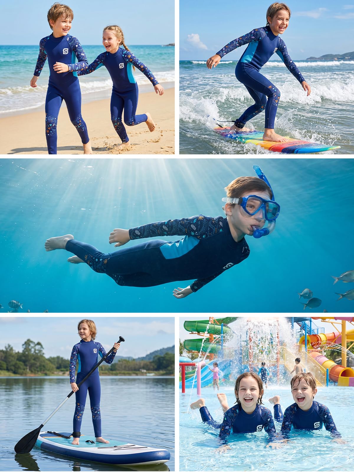 Neoprene Muta per Bambini 2mm Termica UPF50+ Protezione Solare Nuoto Surf Sport Acquatici