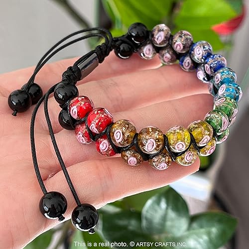 Miniatura 2 de Pulsera de Chakra que brilla en la oscuridad, cuentas de vidrio de 8 mm de doble fila, Shamballa, pulsera de chakras con cristales curativos anti