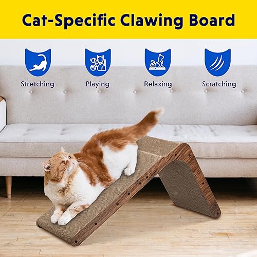 Miniatura 5 de FluffyDream Rascador de cartón para gatos, almohadilla para rascar, protector de muebles de cama, forma infinita (madera, en forma de L)
