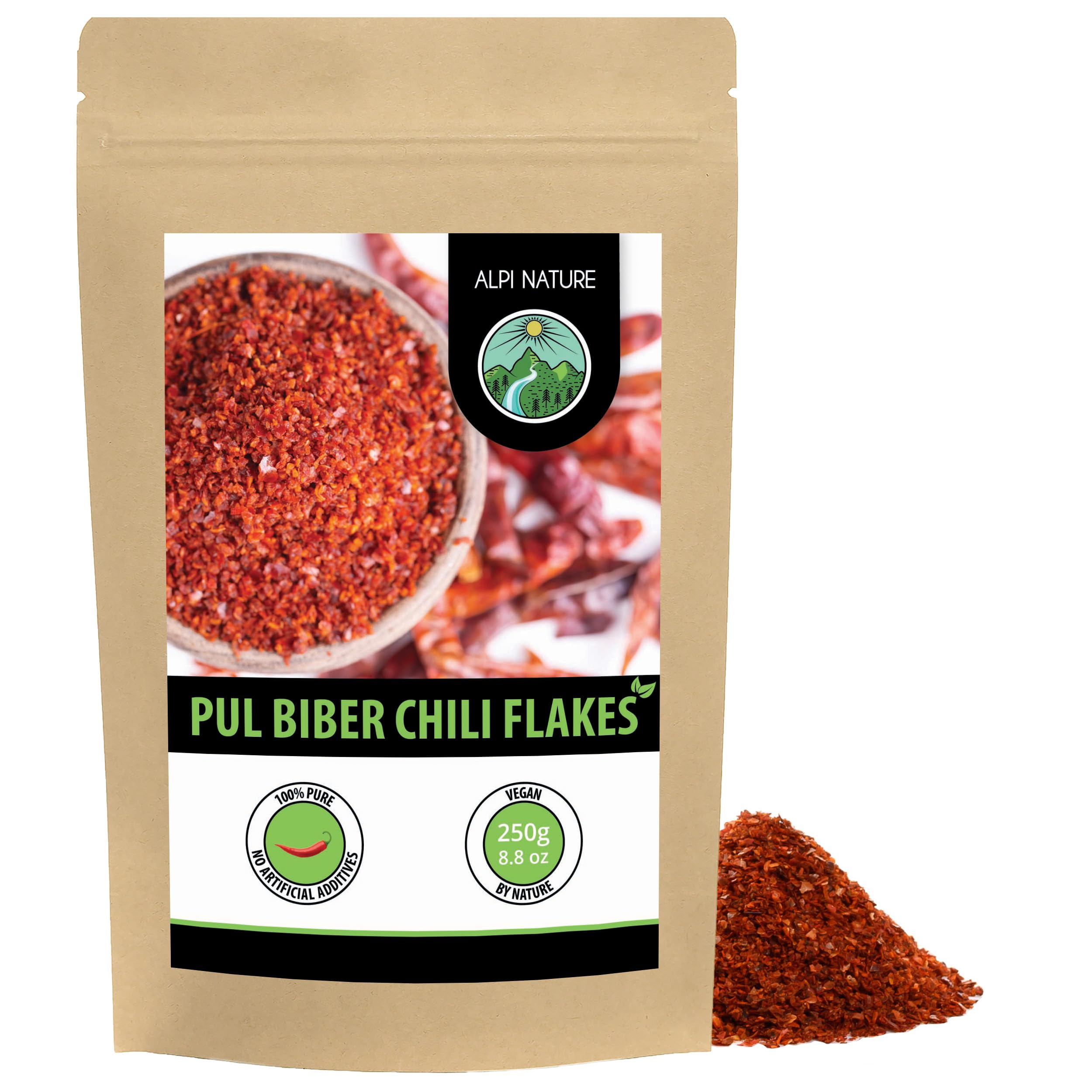 Alpi NaturePul Biber 250g 8.8 oz, Pul Biber Chilli Flakes, Chilli Peppers Crushed for Cooking