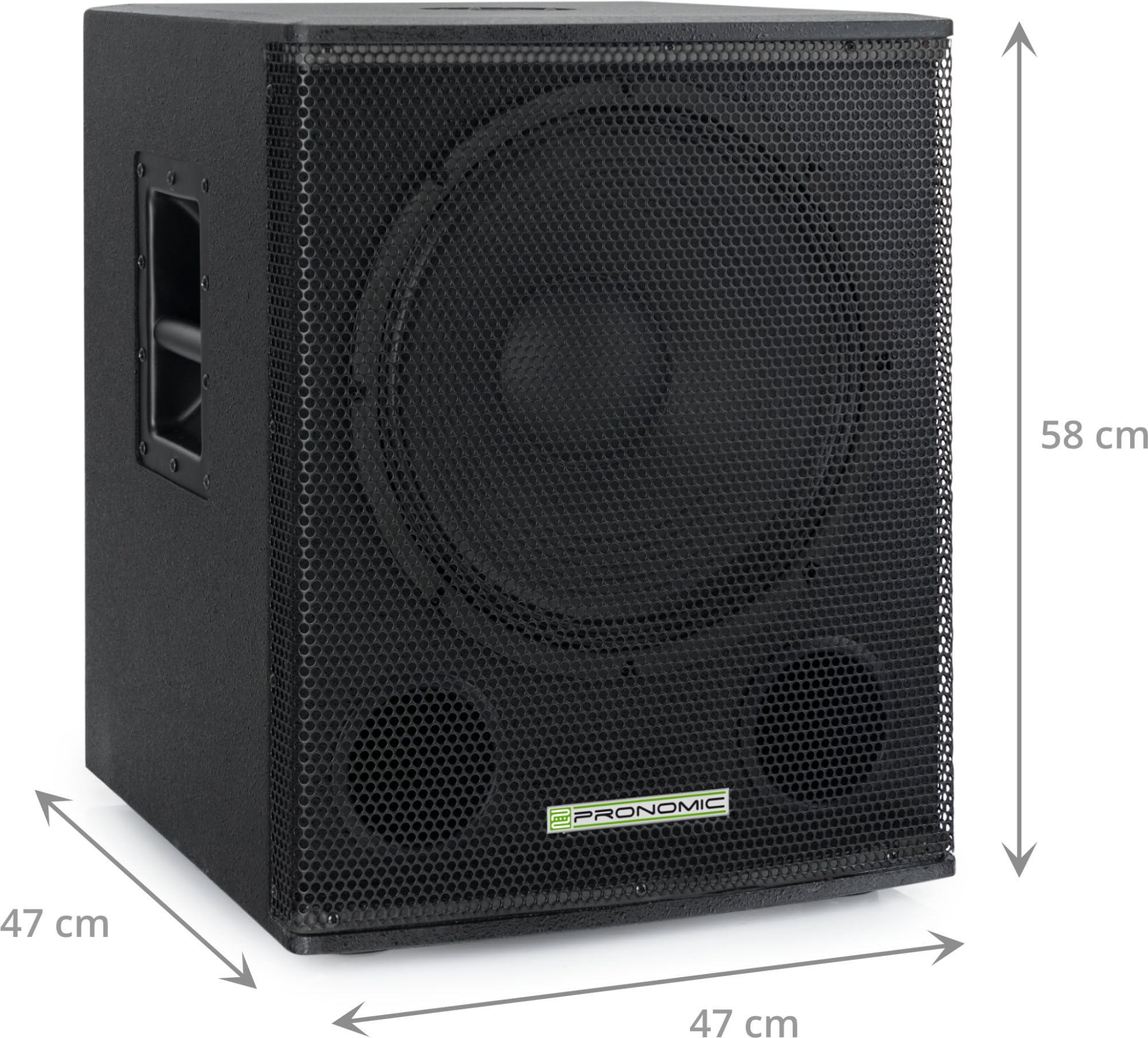 Pronomic SA-15 SUB Subwoofer Actif, Puissance: 600 Watts (crête), Poids: 30 | Subwoofer actif avec amplificateur Class AB, Haut-parleur: 15 pouces (38 cm), Bobine mobile 2", SPL max: 124 dB, 7 kg