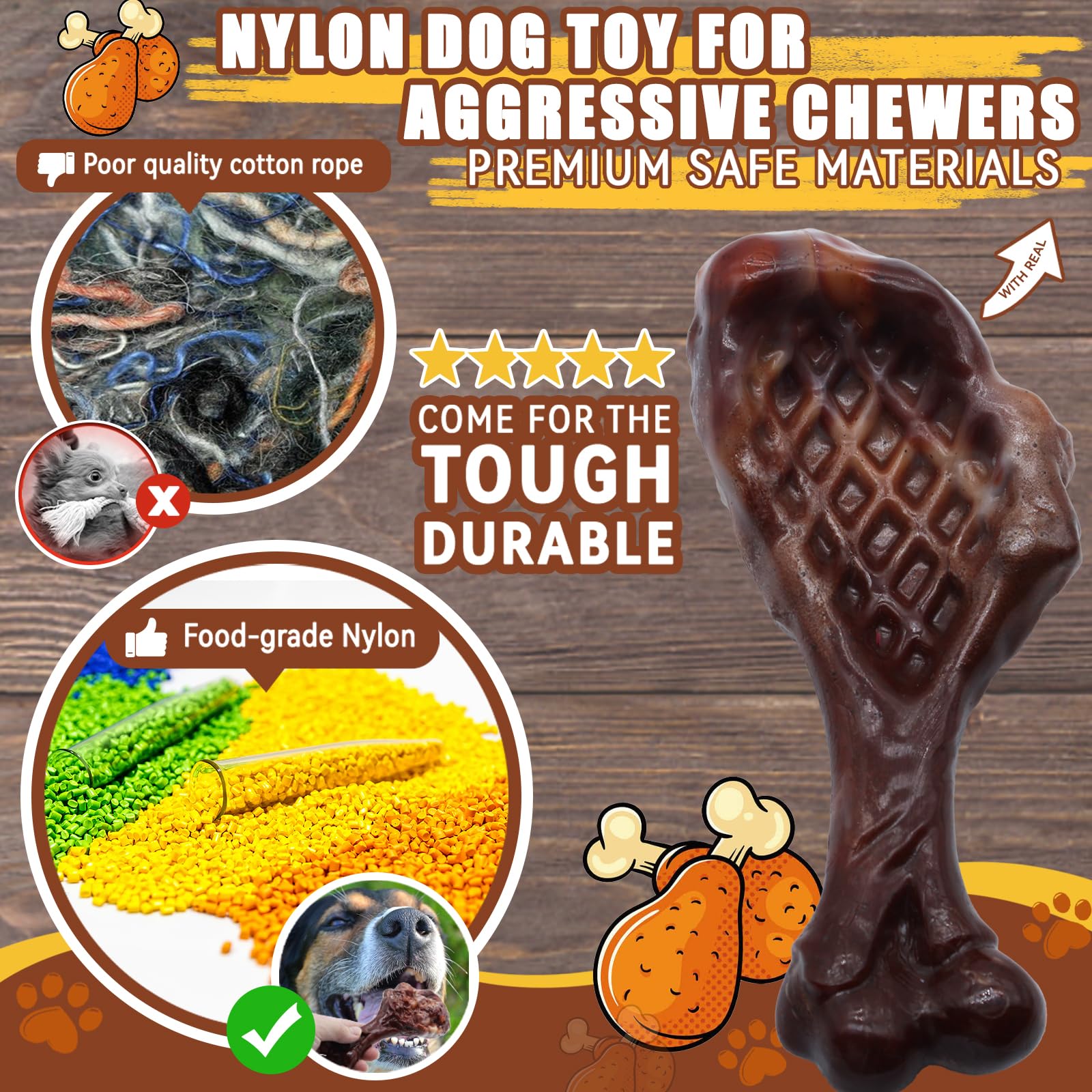 Dog Chew Toys for Aggressive Chewers 2 Pack Indestructible Dog Toy for for Medium/Large Breed - Image 4