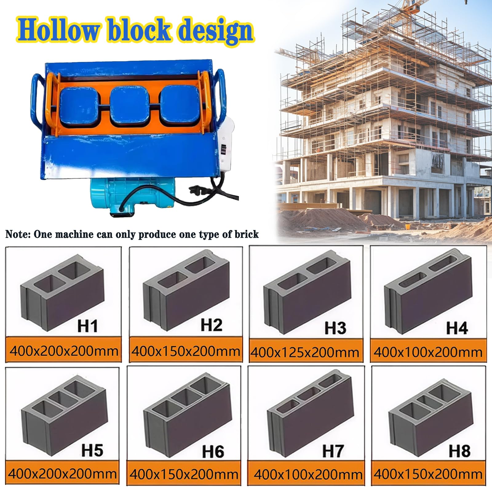 Maszyna do produkcji bloków betonowych do użytku komercyjnego - produkuje 30 cegieł na godzinę, niestandardowe formy do kostki brukowej i bloków konstrukcyjnych, przenośna elektryczna prasa do cegieł