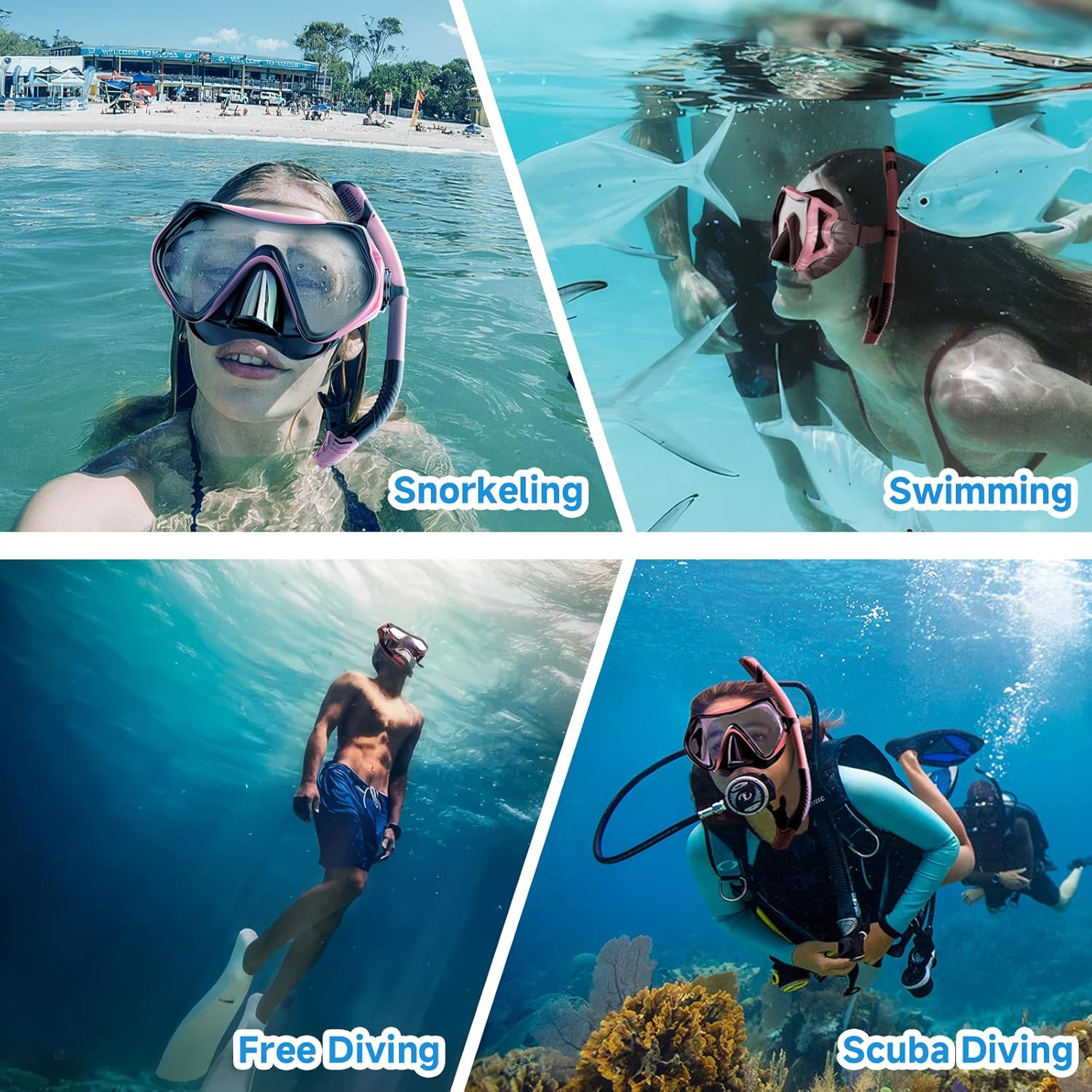 Snorkeling Gear for Adults, Dry-Top Snorkel Set Scuba Diving mask, 180°Panoramic Wide View Professional Snorkeling Gear Breathing Freely Snorkel Mask - Image 7