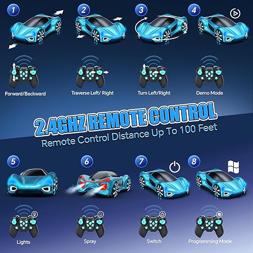Miniatura 5 de Auto a control remoto, autos RC para niños de 4, 5, 6, 7, 8, 9, 10, 11, 12 años, 2.4GHz, rotación de 360, autos RC con luces frías, efectos de