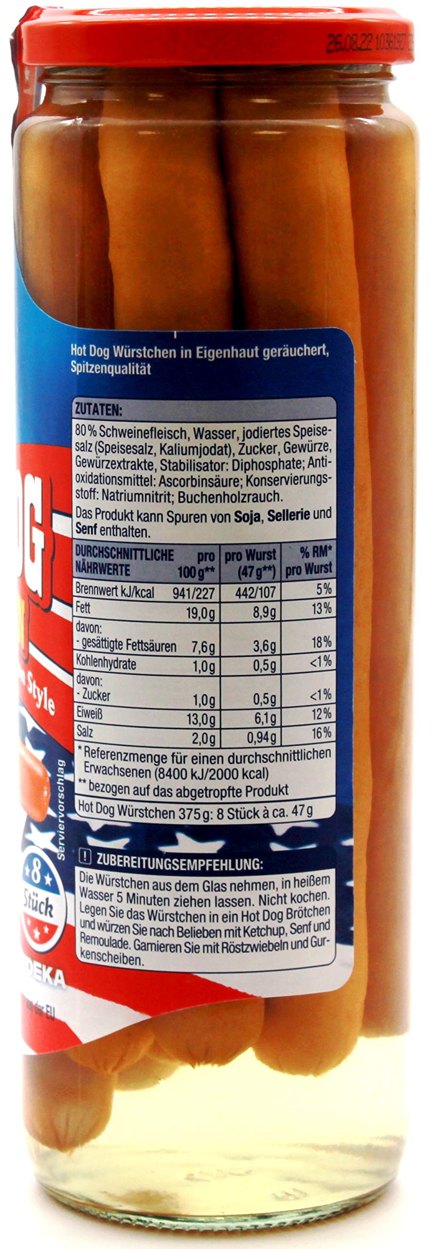 Gut & Günstig Hot Dog Würstchen American Style, 6er Pack (6 x 375g)