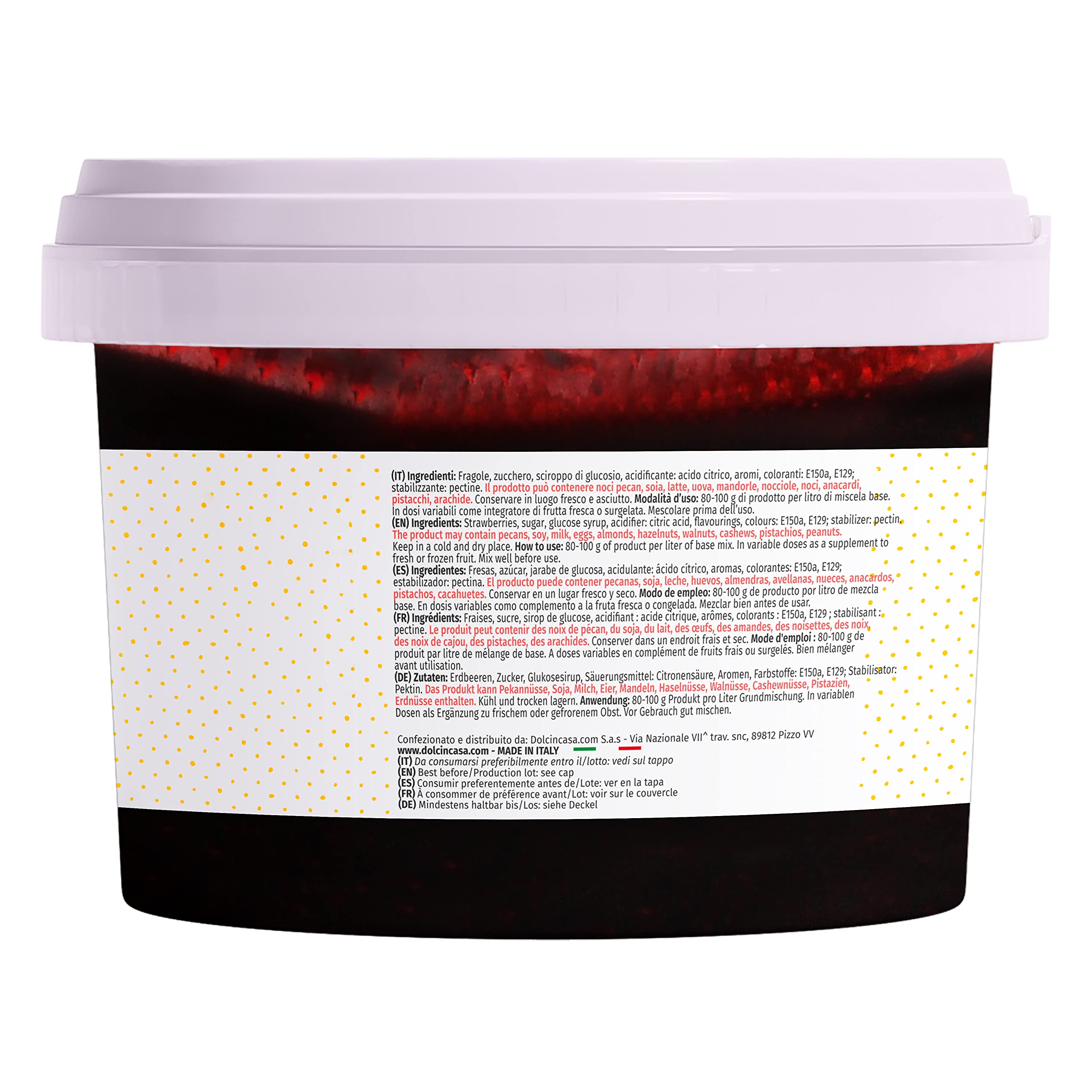 Dolcincasa-Pasta Gelato alla Fragola 500g per gelato dolci alla fragola e granite italiana senza glutine