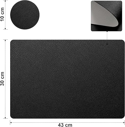Miniatura 2 de Juego de 6 manteles individuales de dos caras con posavasos, impermeables, resistentes al calor, se limpian con un paño, antideslizantes, adecuados