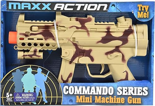 Maxx Acción:minimáquina táctica con pistola, con luces y sonidos. Vibración electrónica. Con camuflaje. Medida 11.5 pulgadas.