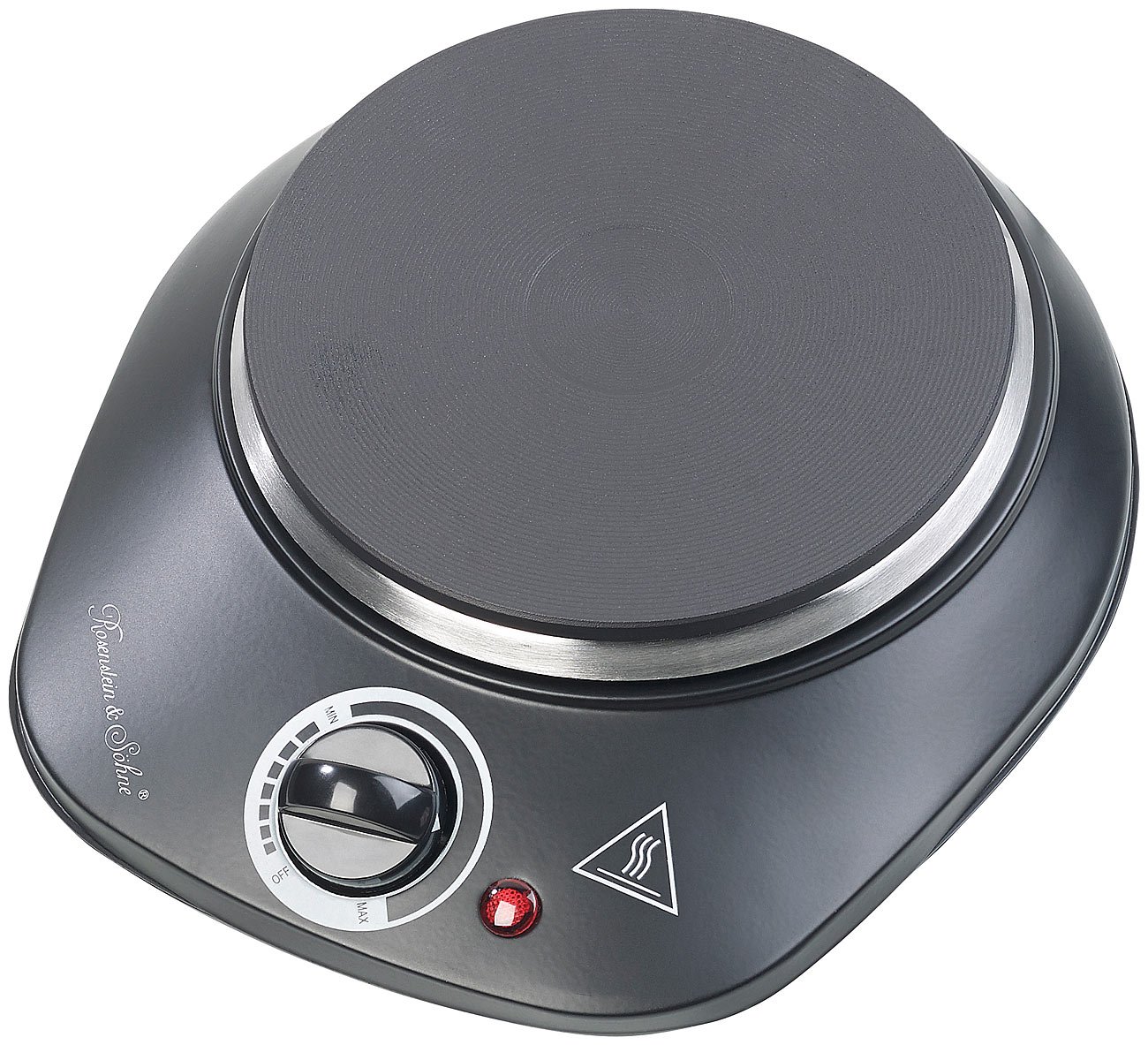 Rosenstein & Söhne Mini Kochplatte: Kompakte elektrische Einzel-Kochplatte, 1.000 Watt, 155 mm, stufenlos (Kleine, Herdplatte, Tisch Steckdose)