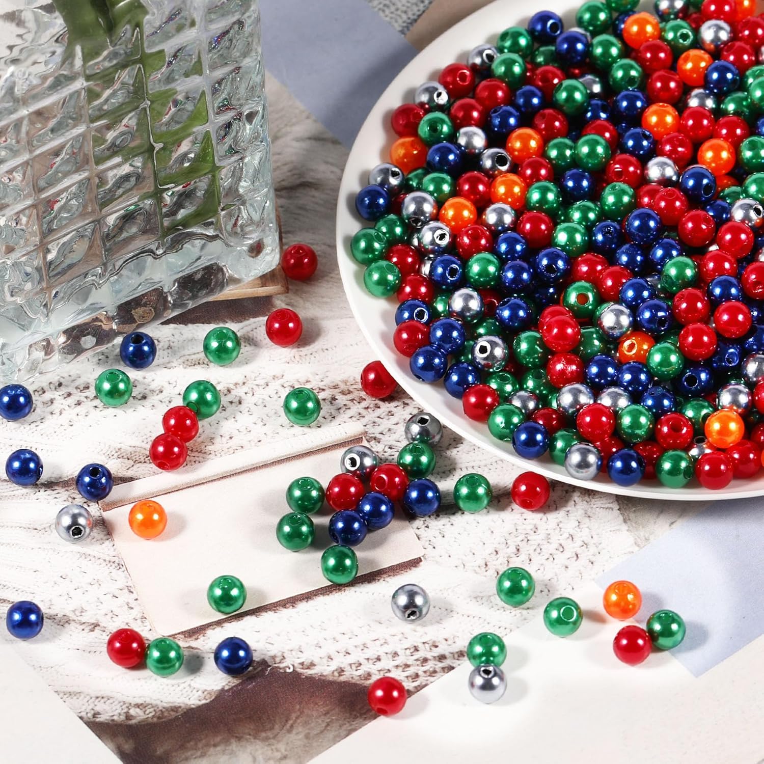1200pcs Pearl Beads 6mm Pearl Craft Beads Round Loose Pearls with Holes for Jewelry Making DIY Craft Bracelet Necklace and Vase Filler(Mixed Color 1) - Image 4