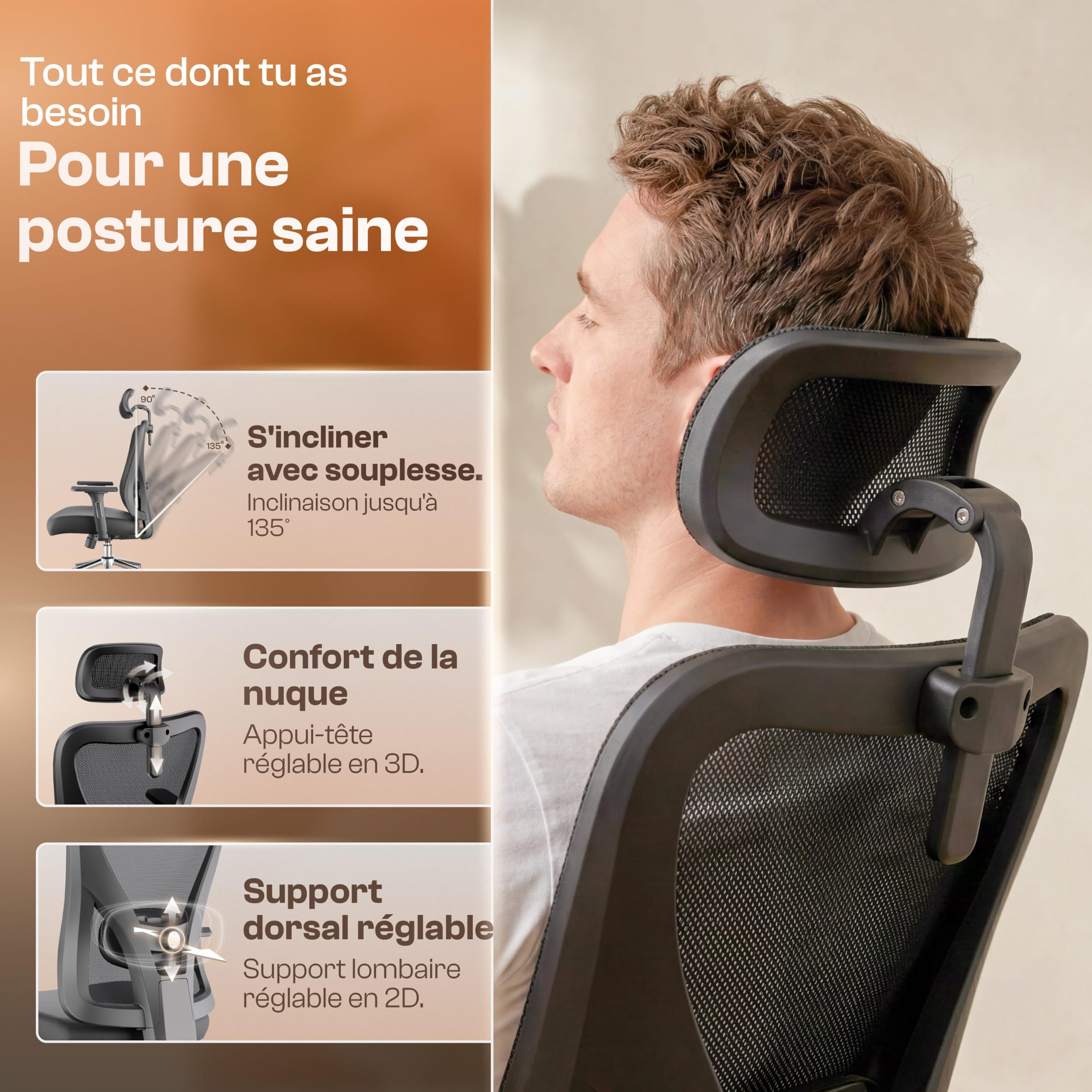 Chaise Bureau Ergonomique, Fauteuil de Bureau avec réglage Confort