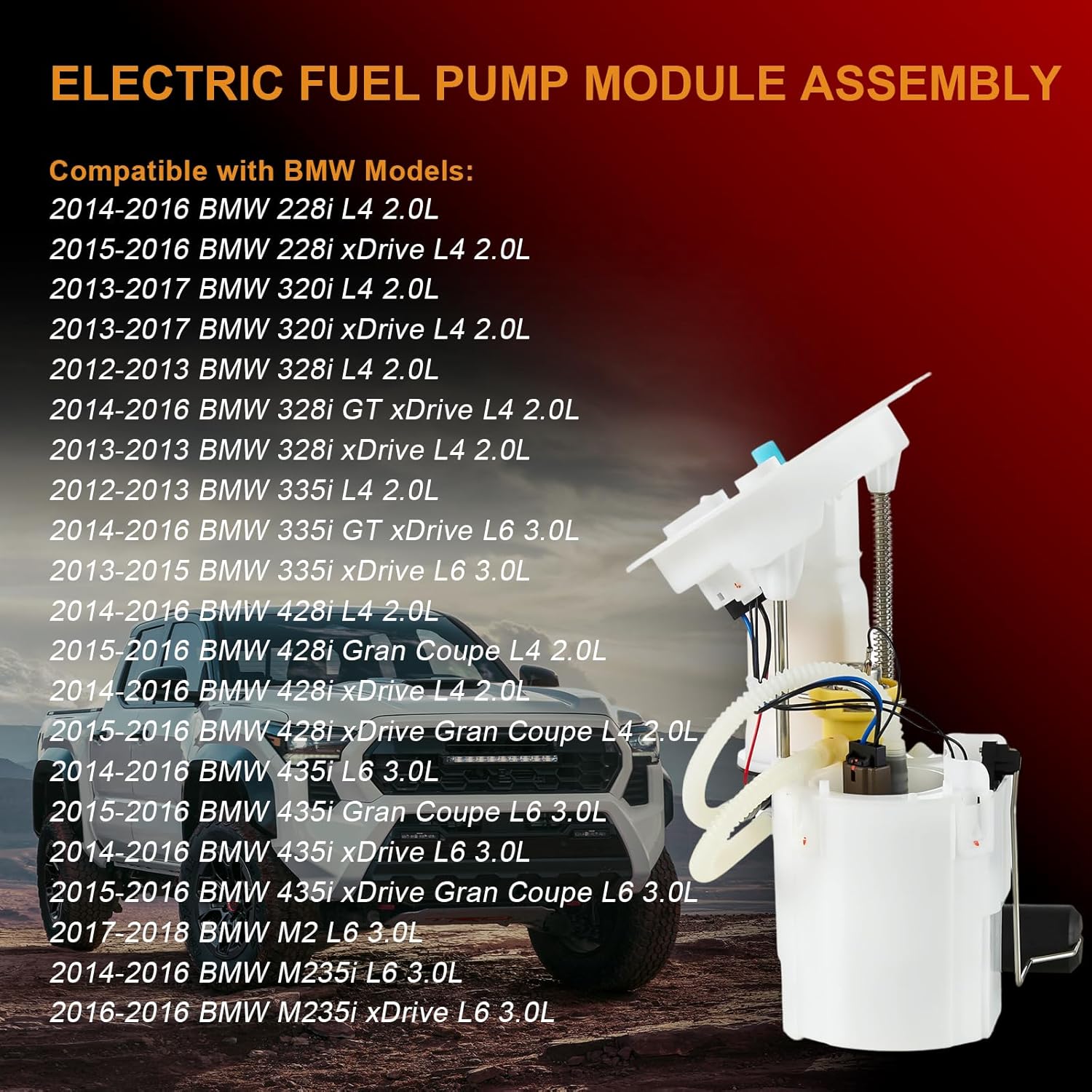 Electric Fuel Pump Module Assembly Compatible with BMW 228i 320i 328i 335i 428i M235i 435i xDrive 2.0L 3.0L 5 Pins, Replace# 16117243975, E9214M, FG1884, FP5149M with Sending Unit
