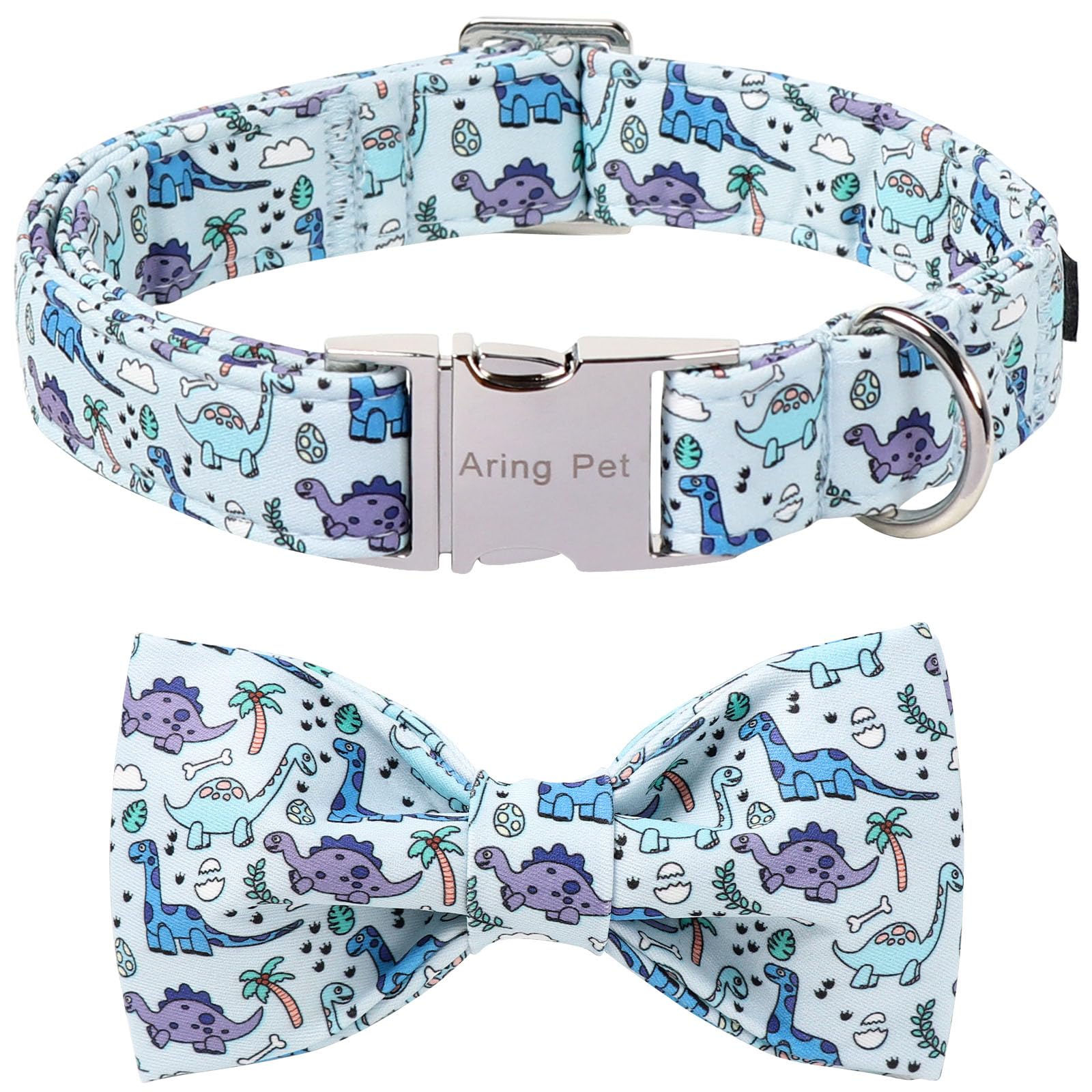 ARING PET Hundehalsband mit Schleife, Niedliches Blaues Dino