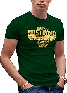 USCSS Nostromo Aliens Inspired Weyland Camiseta Verde Militare para Hombre Size M