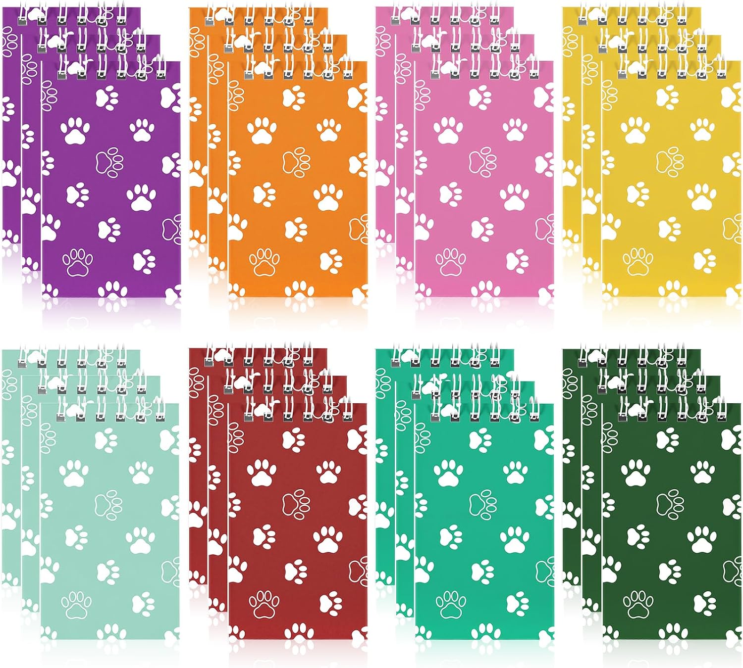 24 Pcs Mini Dog Paw Spiral Notebooks Small Pocket Journal Notepads for Kids