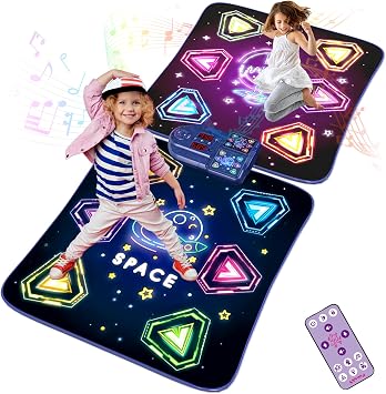 Dance Mat Toys for 3-12 Year Old Girls Boy, 2 Players Dance Mat with Light-up 12 Buttons & 5 Games Mode,Kids Dance Game Toy for Girl, Xmas Birthday Gifts for 3 4 5 6 7 8 9 10+ Year Old Girls Boys