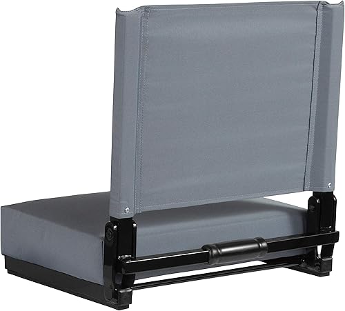 Vista 67 de EMMA + OLIVER Silla de estadio ligera con asiento ultra acolchado, 500 libras. Clasificado Verde cazador