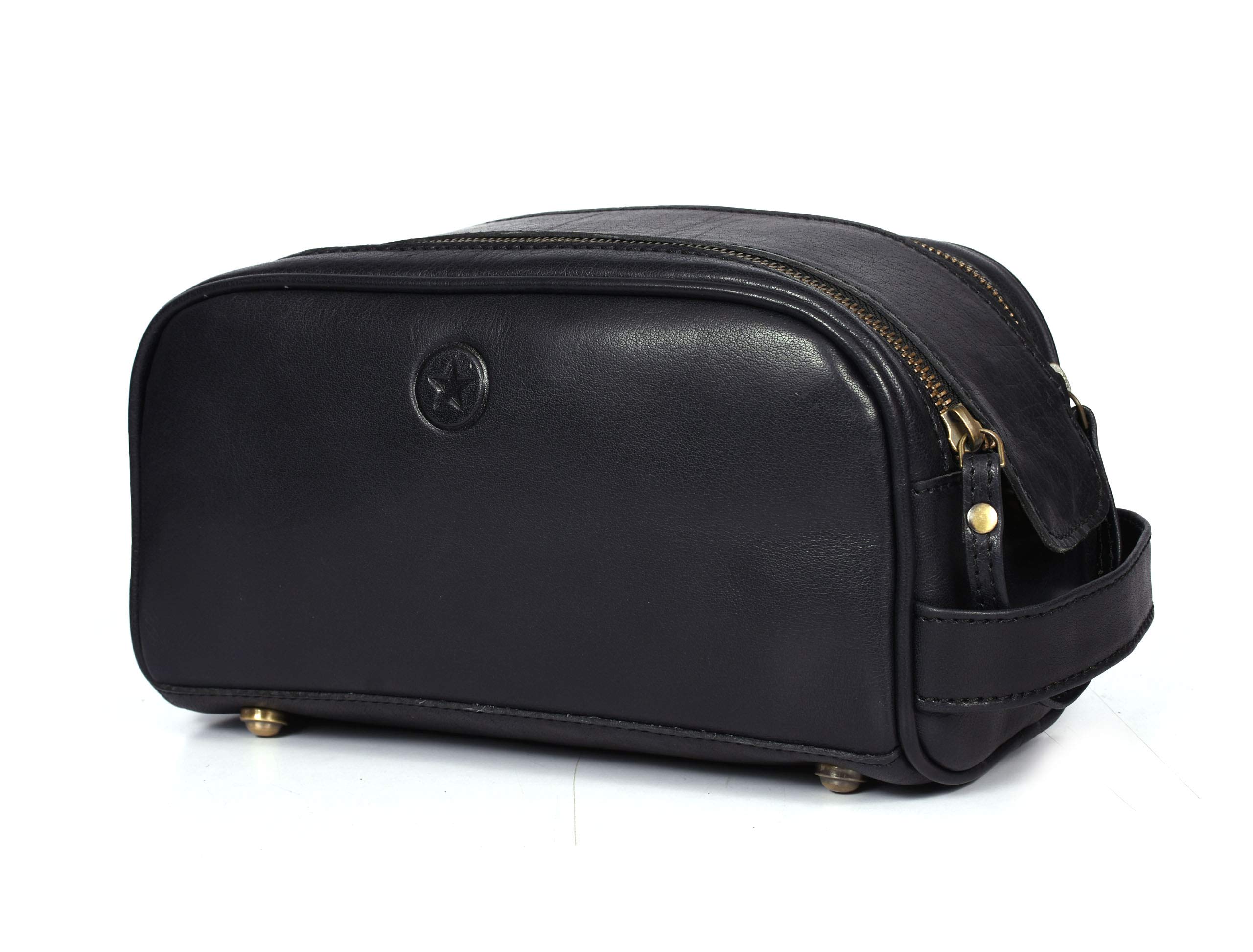 Aaron Leather Goods Leather Toiletry Travel Pouch