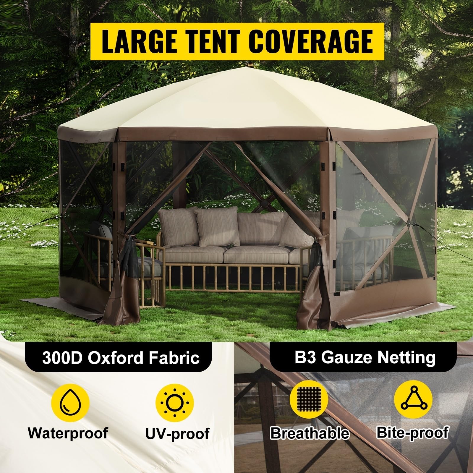 Pop-up Camping Altana Camping Baldachim Shelter 6-stronny 12' X 12' / 10' X 10' Namioty Przeciwsłoneczne & Zadaszenia Camping & Turystyka Piesza(10 x 10 ft)