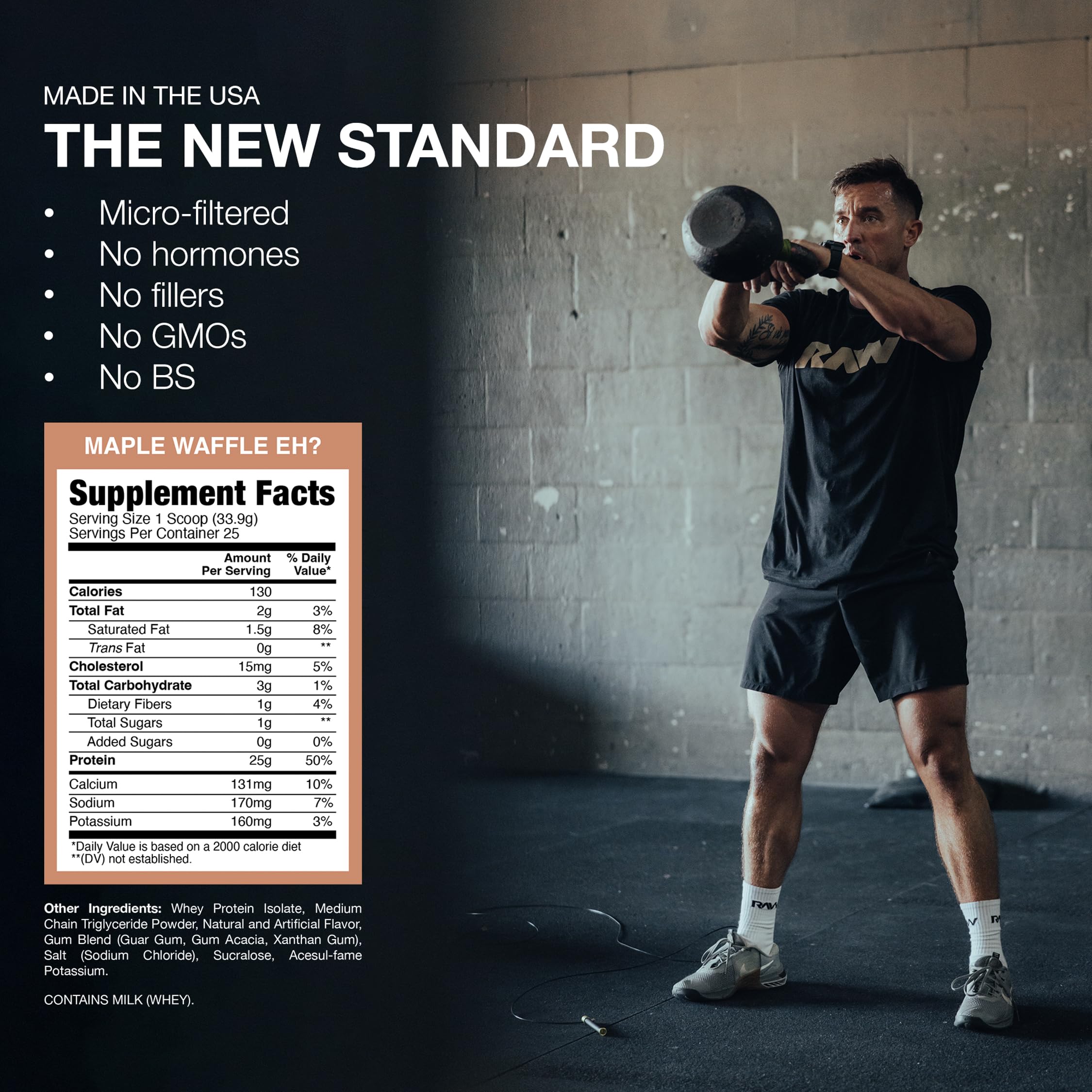 RAW Whey Isolate Protein Powder, Maple Waffle Eh? (CBUM Itholate) - 100% Grass-Fed Sports Nutrition Powder for Muscle Growth & Recovery - Low-Fat, Low Carb, Naturally Flavored - 25 Servings