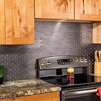 Vista 6 de Azulejos adhesivos de Aspect para salpicadero, de metal mate, diseño de tipo metro, para cocina y baño, Plateado