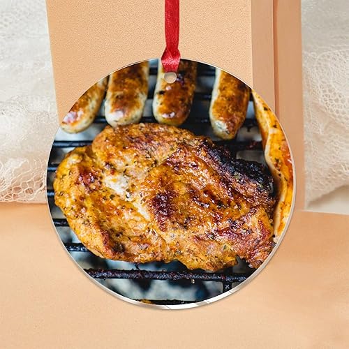 Vista 46 de Grill Master Meat Kebab Adorno de Navidad Fruta Hamburgo Patatas Fritas Cuadro Mariposa Árbol de Navidad Adorno Recuerdo Deliciosa Comida Sabrosa