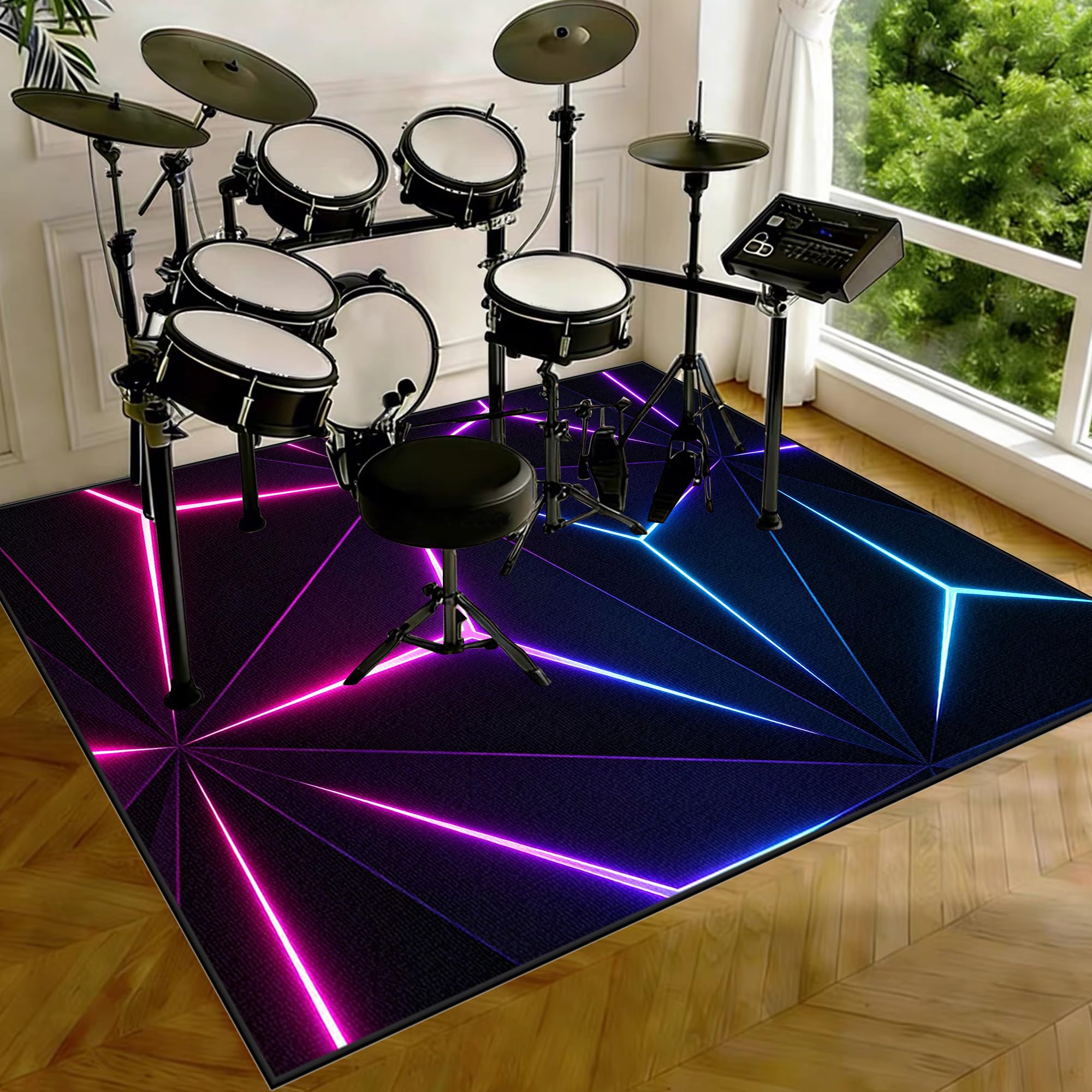 Tappeto per Batteria Acustica Tappeto a Tamburo Tappeti Antiscivolo Insonorizzato per Batteria Elettroniche Rullante Grancassa Strumenti Musicali Tappeto Batteria Tappeto A Tamburo 230 x 180 cm