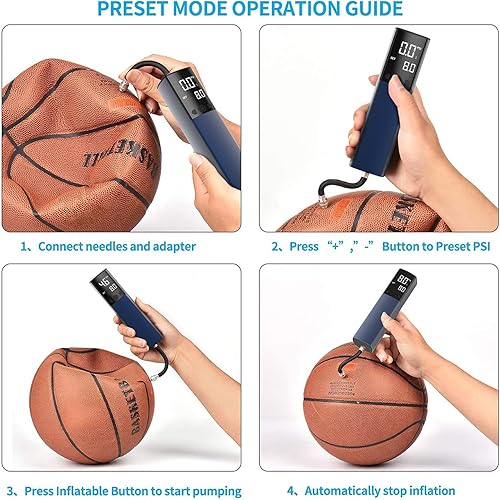 Miniatura 3 de Bomba de aire eléctrica Pumteck, bomba de aire inteligente portátil de inflado rápido con medidor de presión preciso y pantalla LCD digital para